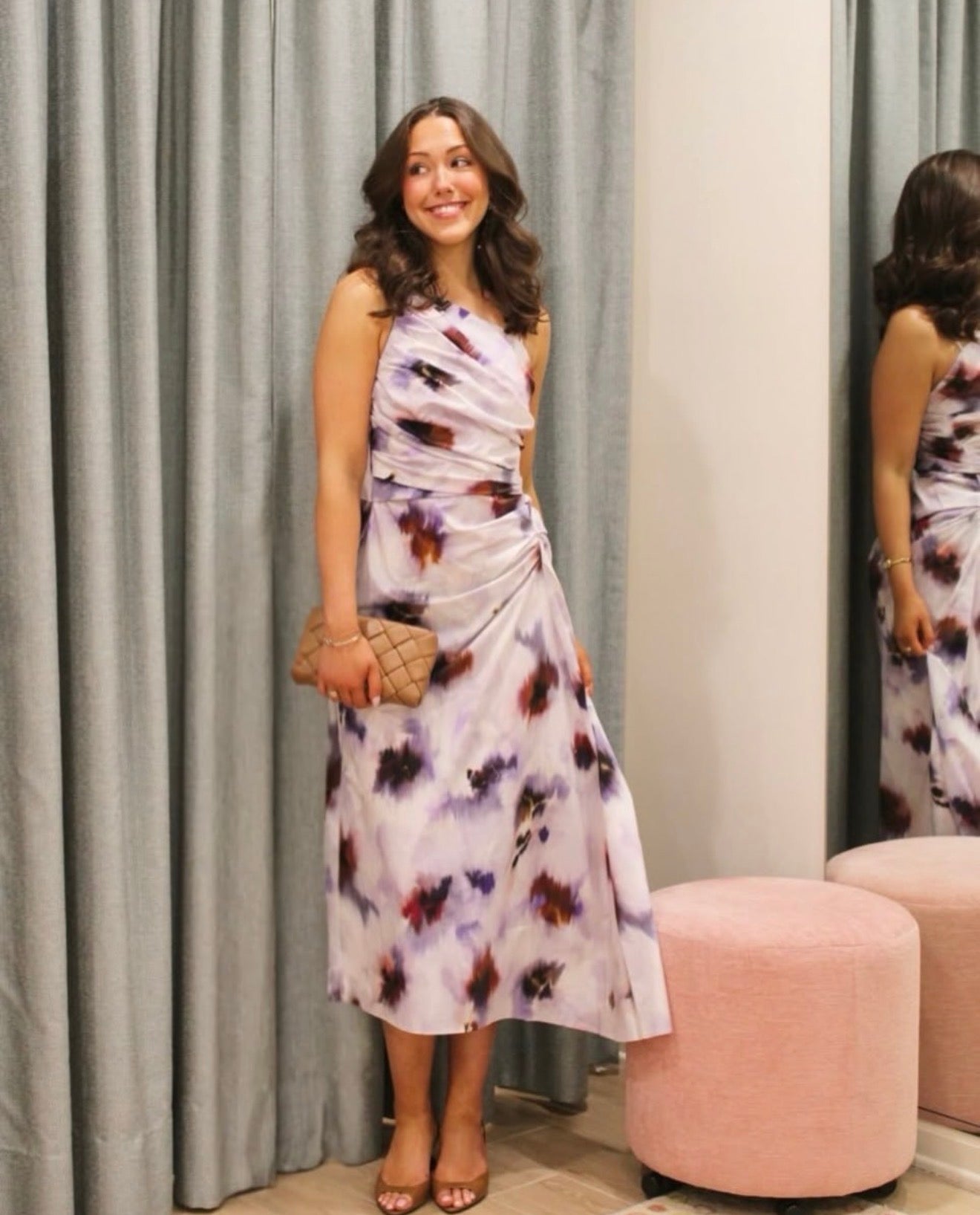 ALC Juno One Shoulder Tie Dye Cotton Midi Dress