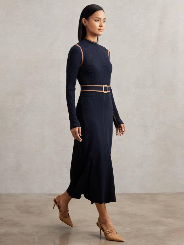 RS Ella Colour Block Jumper Belted Midi Dress