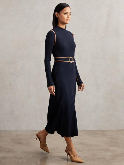 RS Ella Colour Block Jumper Belted Midi Dress