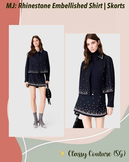 MJ Rhinestone Embellished Shirt Shorts