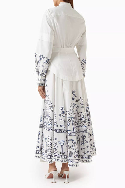 ALM Leela Button-down Belted Cotton Shirtdress Midi Dress