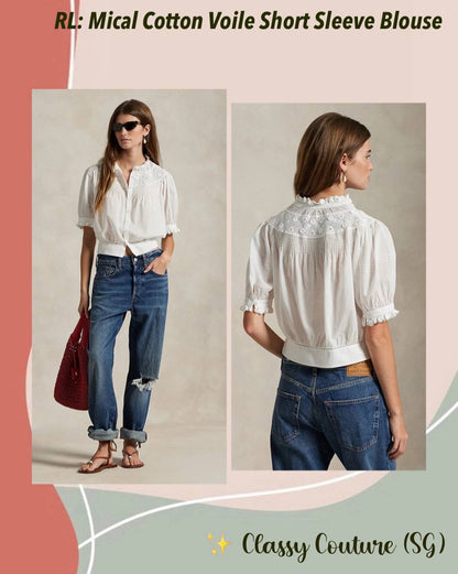 RL Mical Cotton Voile Short Sleeve Blouse