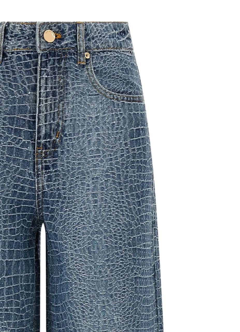SP Rhinestone Croc Effect Wide Leg Jeans (belt not included)