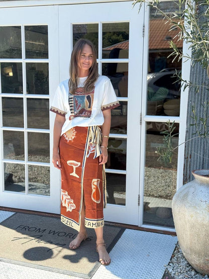 ALM Soleil D'Amour Printed Silk-Twill Shirt | Pant | Skirt | Set