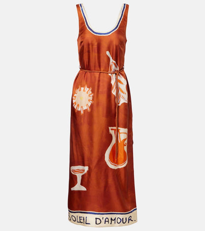 ALM Soleil D'amour Sleeveless Silk Midi Dress