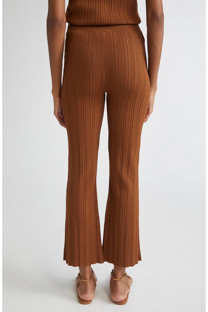 VB Dax Seashell Knit Vest | Massaro Pants | Viscose-blend Dark Whiskey Set