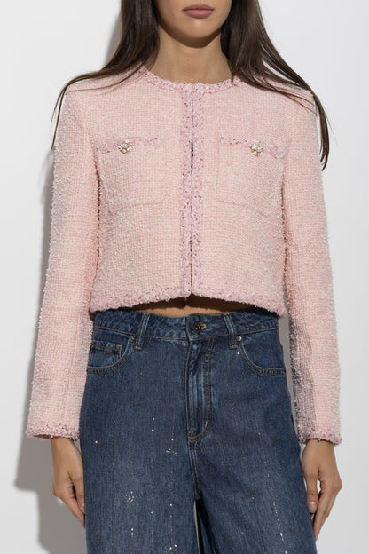 SP Pink Cropped Boucle Tinsel Jacket | Mini Skirt | Set