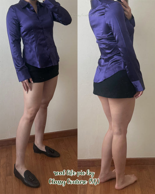 4 Colors! Raya Fitted Silk Shirt Blouse