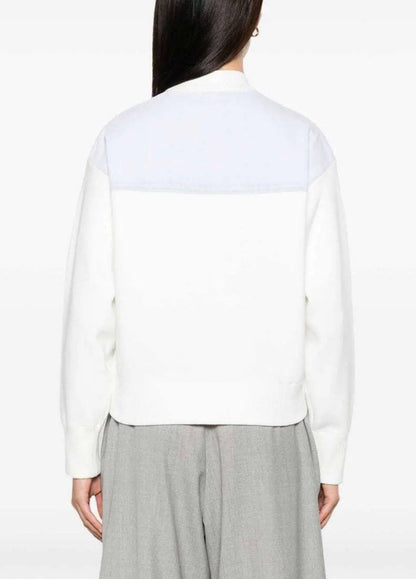 SD Dual-Material Coatigan Bomber Jacket in white/blue