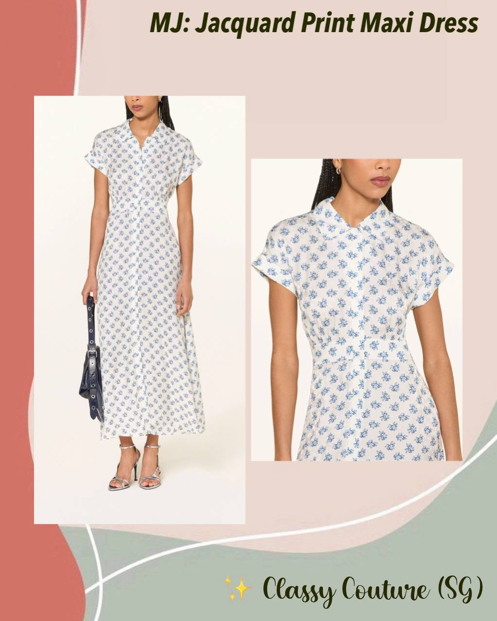 MJ Rubarsemi Jacquard Print Viscose Midi Maxi Dress