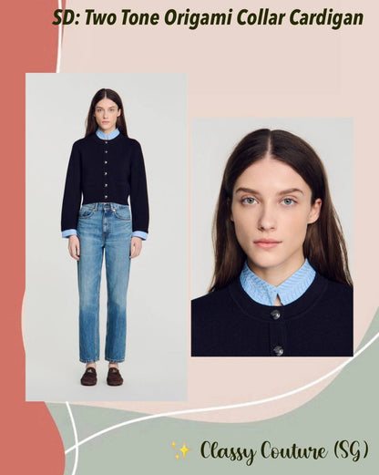 SD Two Tone Origami Collar Cardigan