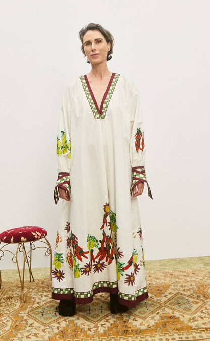 ALM Katerina V Neck Cotton Midi Dress