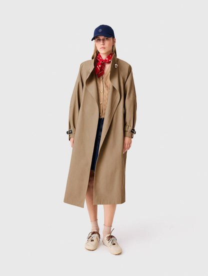 MJ Long Belted Trench-coat With Gold Buttons