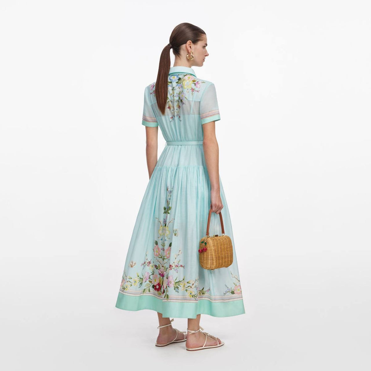 SP Mint Floral Organza Midi Dress