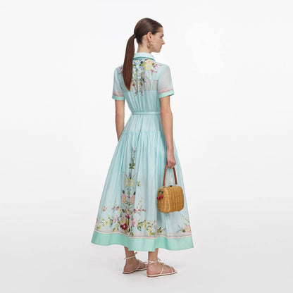 SP Mint Floral Organza Midi Dress