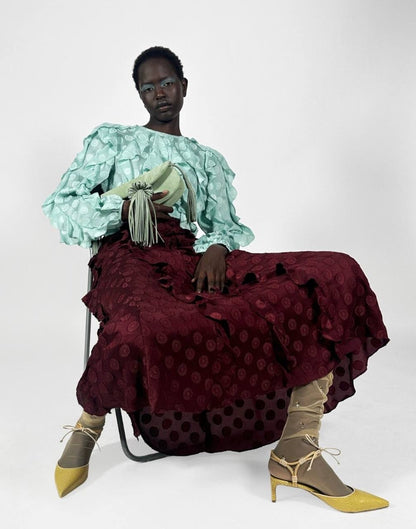 UJ Della Cascading Ruffle Blouse