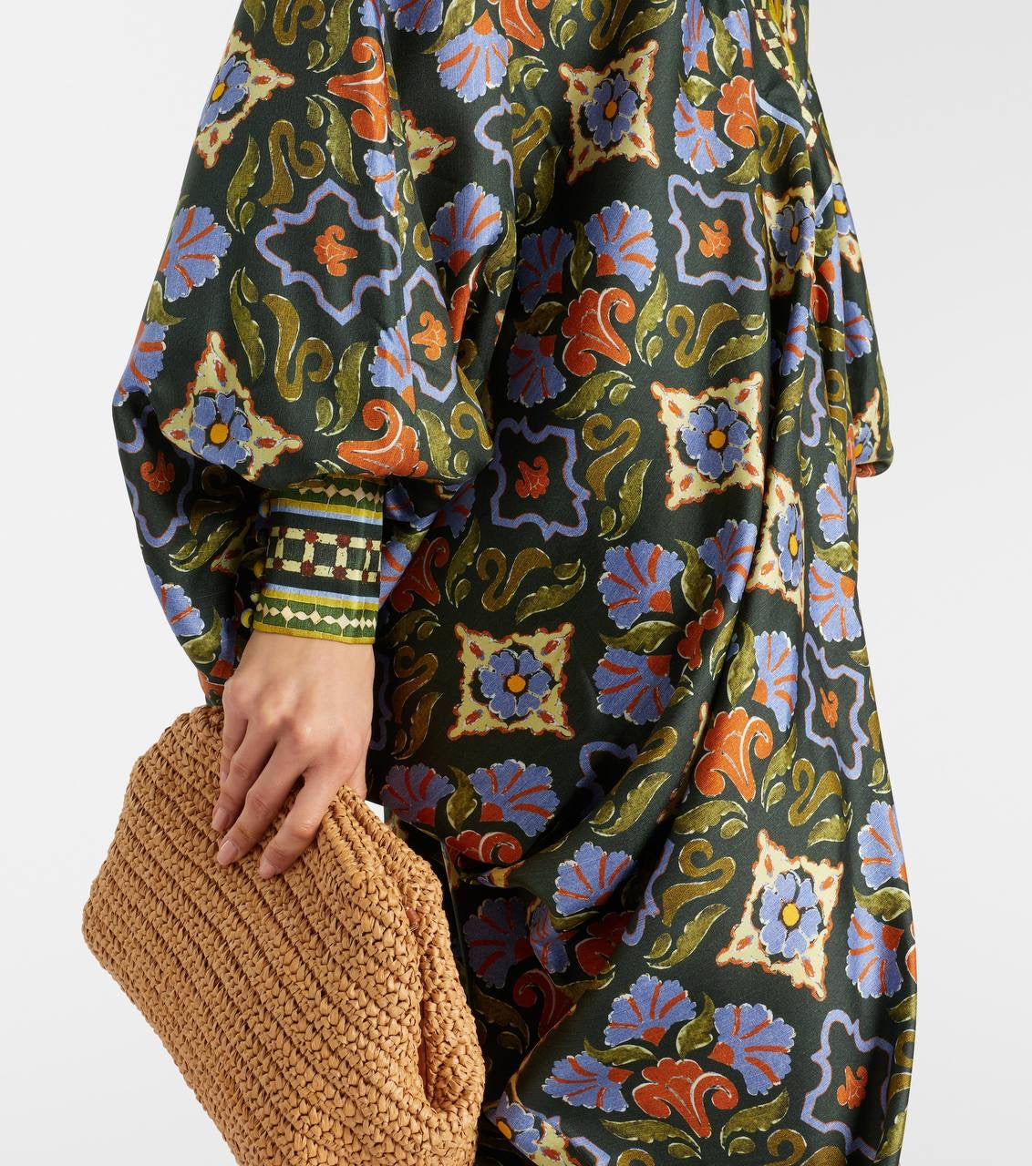 ALM Cece Floral Silk-twill Kaftan Midi Maxi Dress