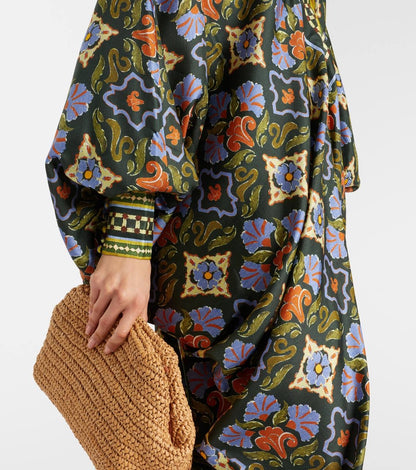 ALM Cece Floral Silk-twill Kaftan Midi Maxi Dress