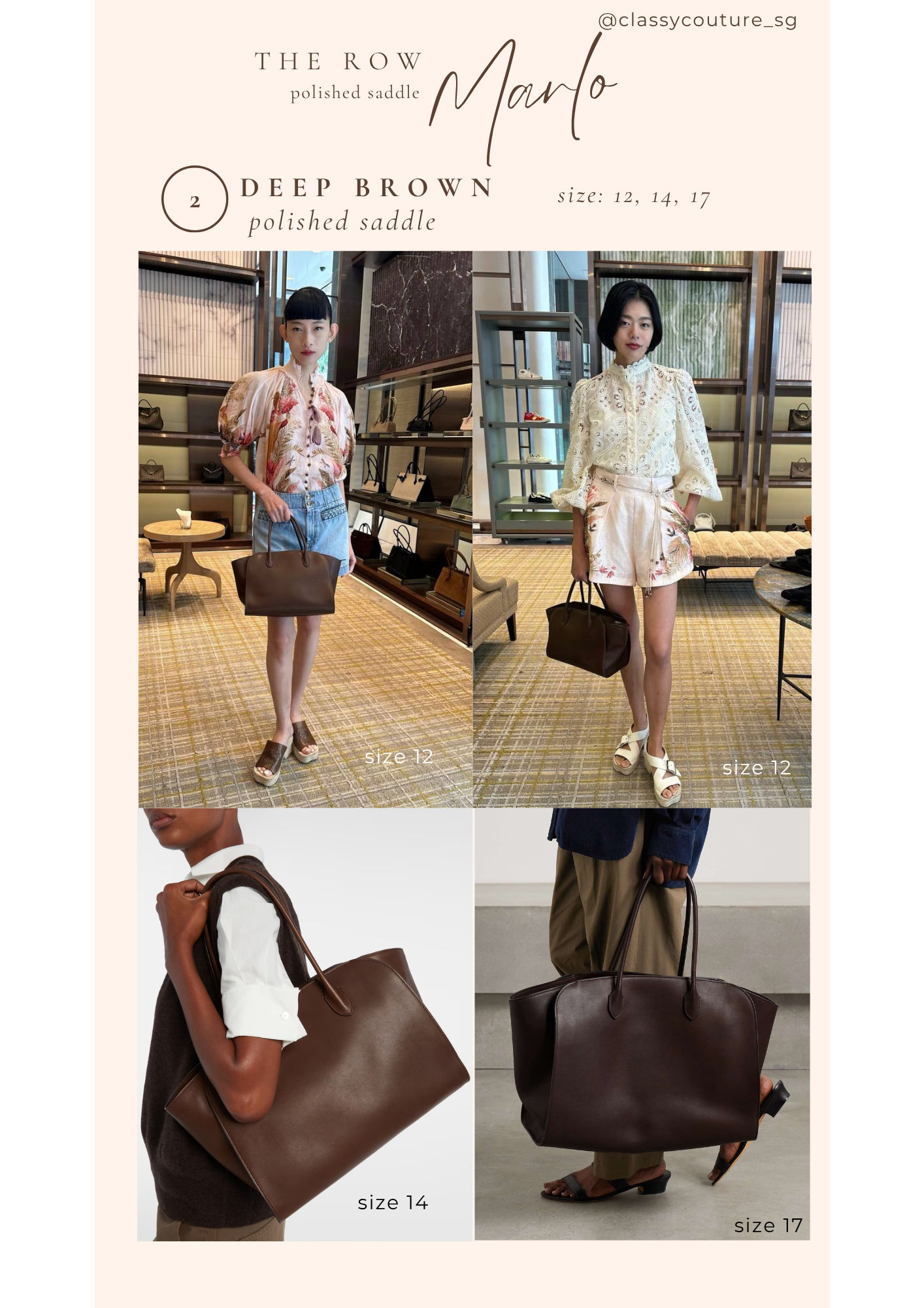 4 Colors! TR Marlo 12/14/17 Bag in Polished Saddle Calfskin Leather