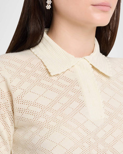 BBR Petra Check-Knit Wool-Silk Polo Shirt