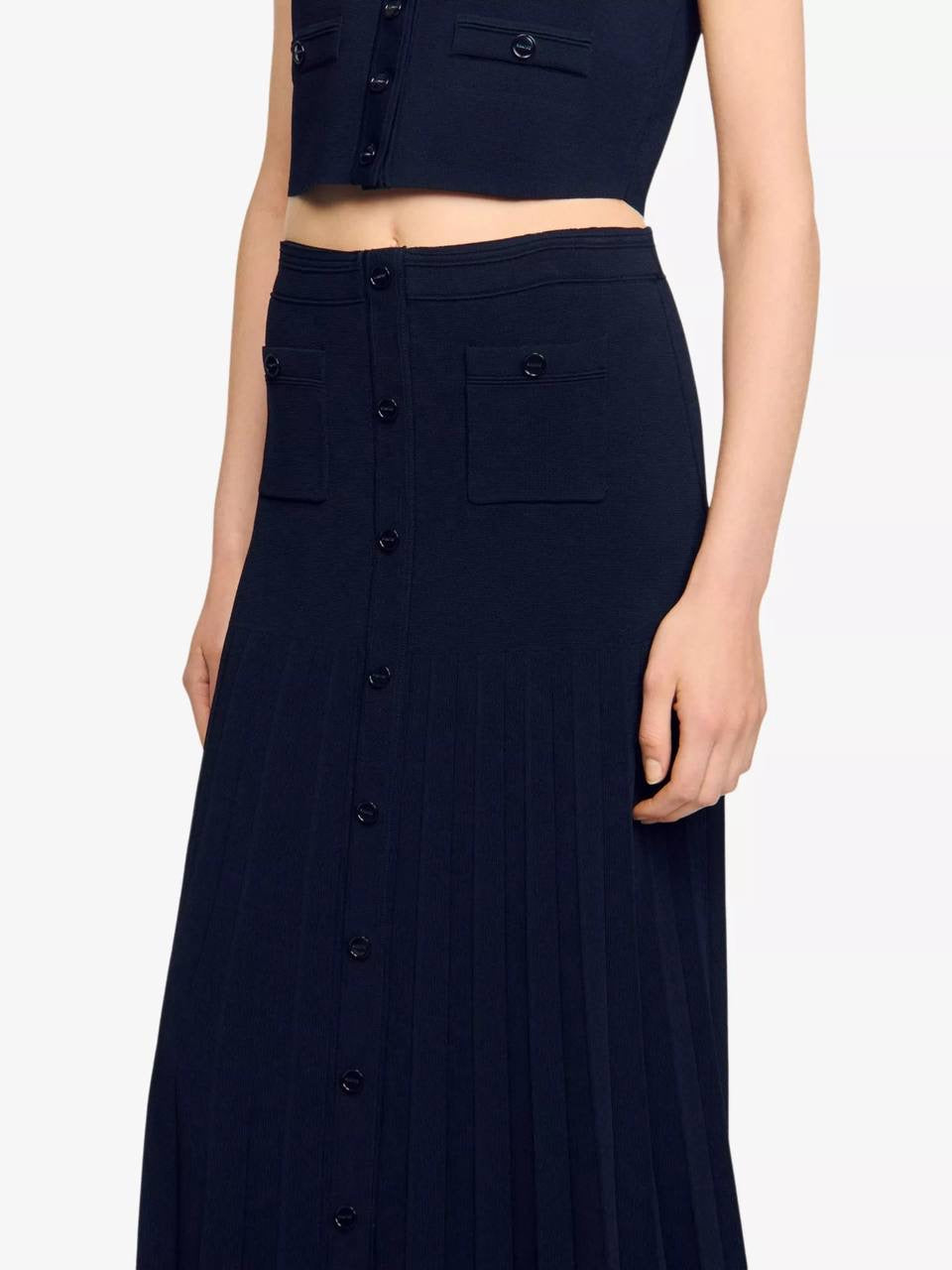 SD Ocean Two Tone Cropped Knit Top | Oceane Midi Skirt | Viscose-Blend Set