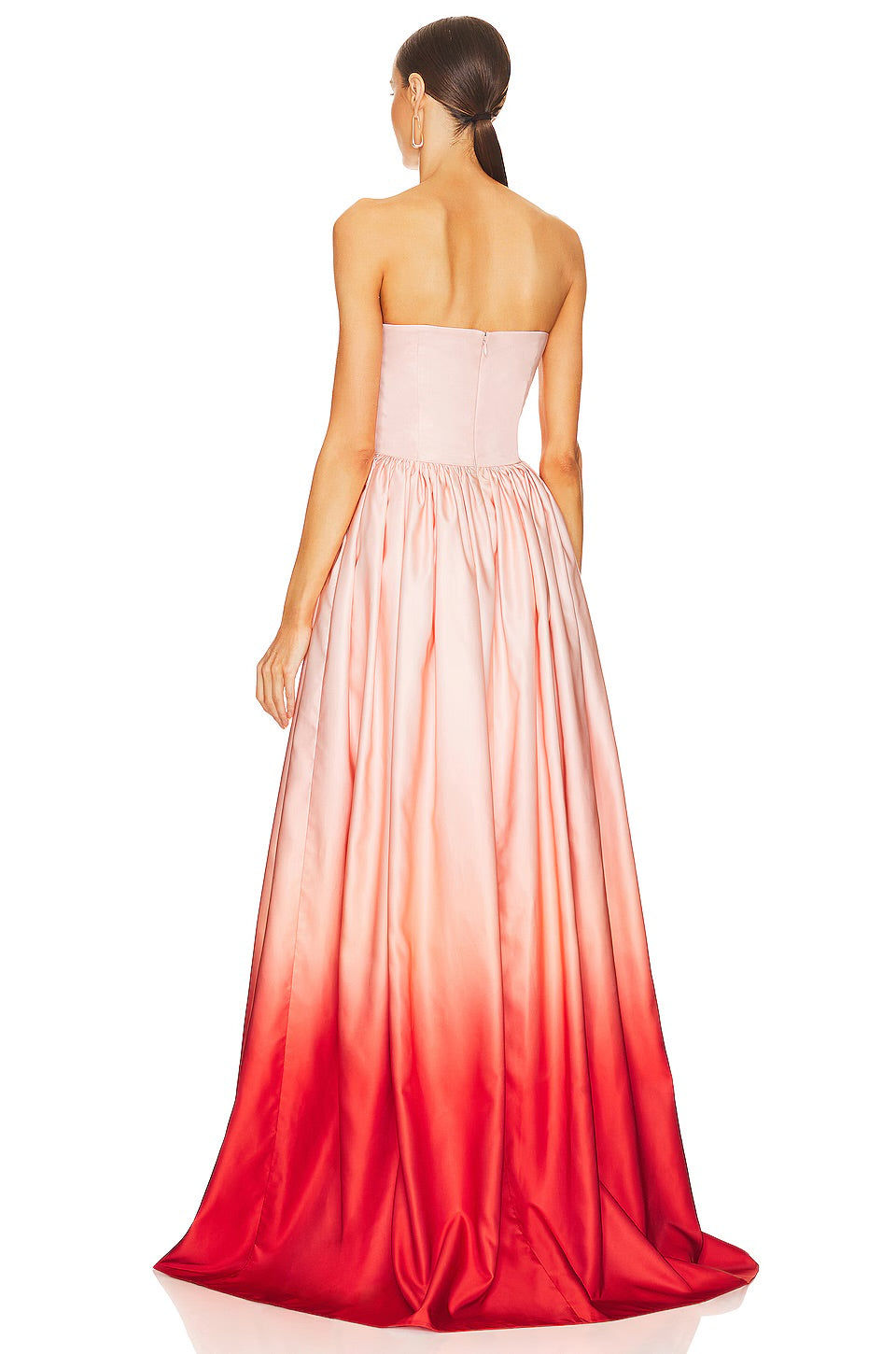 SAU Teigen Blush Red Ombre Strapless Gown Maxi Dress