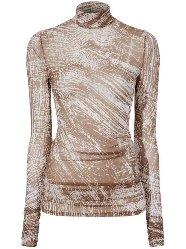 PS Rio Printed Jerset Long Sleeve Mock Neck Top