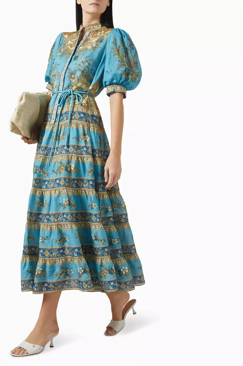ALM Cassie Tiered Ramie Midi Dress