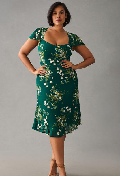 Ref Rosi Viscose Midi Dress in Buena Green Floral