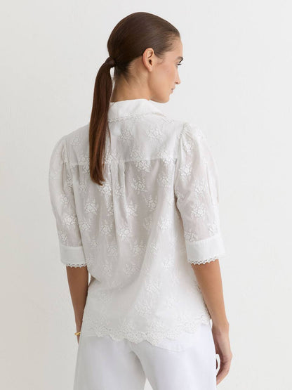 RS Edwina Cotton Floral-Embroidered Shirt