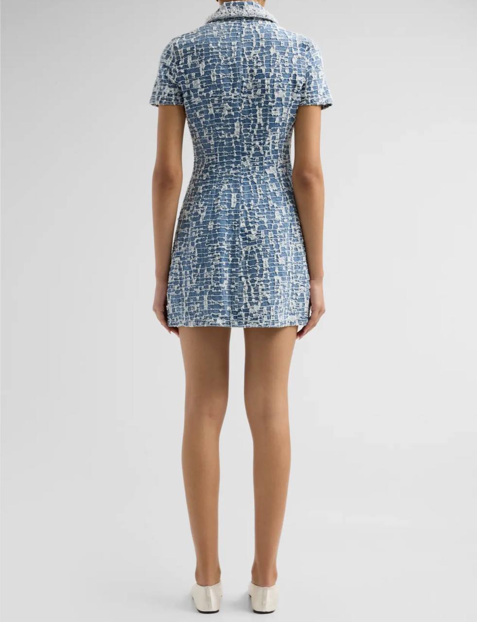 SP Blue Collared Textured Denim Mini Dress