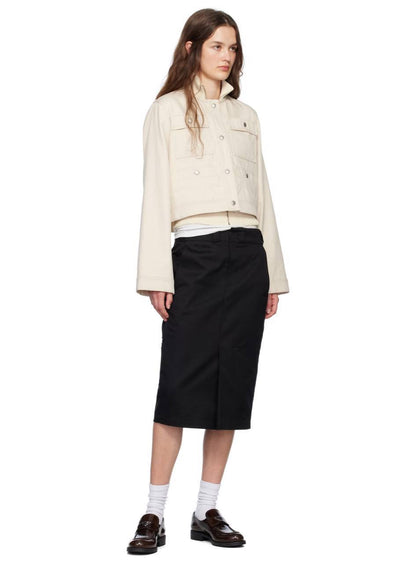 MC Chatel Button Sleeve Cotton-linen Crop Jacket