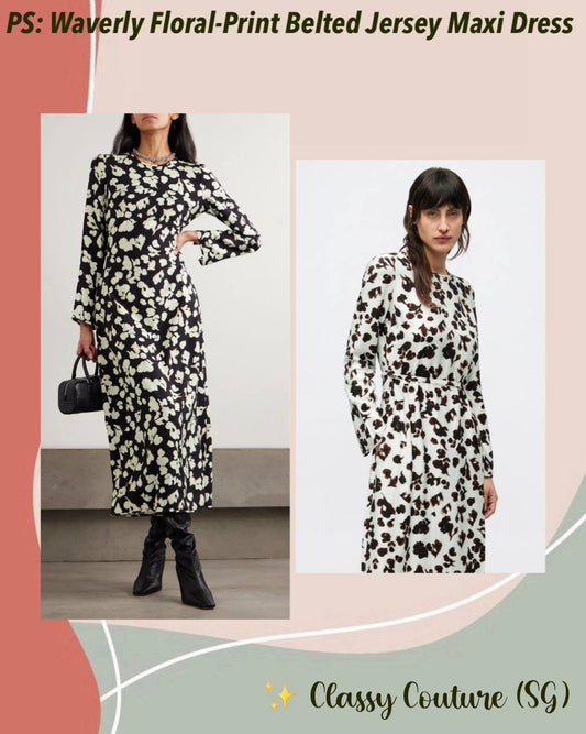 PS Waverly Floral-Print Belted Rayon-blend Jersey Midi Dress