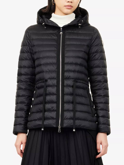 MC Raie Hooded Short Down Gathered Waist Drawstring Jacket