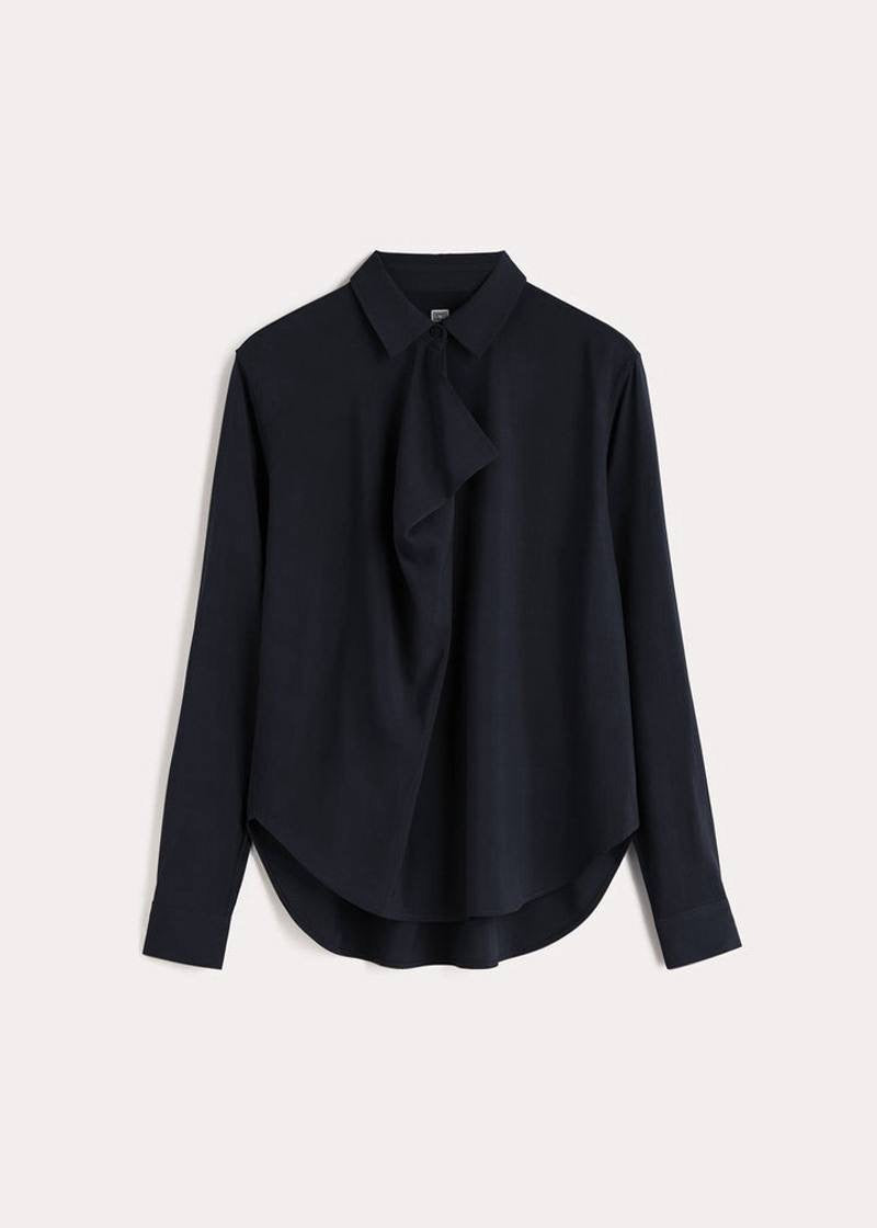 TOT Drape-Front Viscose Long Sleeve Shirt