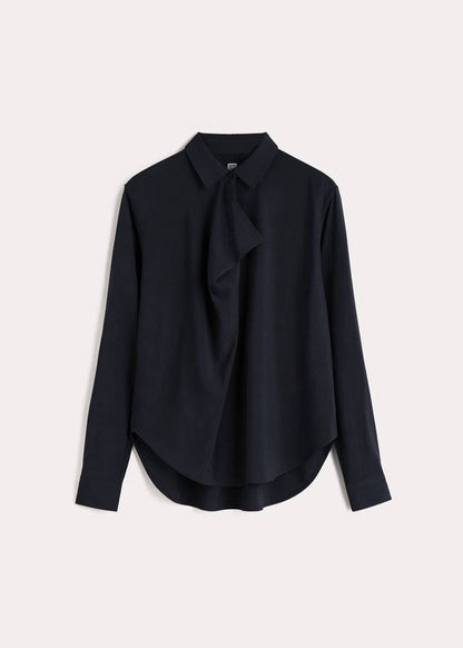 TOT Drape-Front Viscose Long Sleeve Shirt