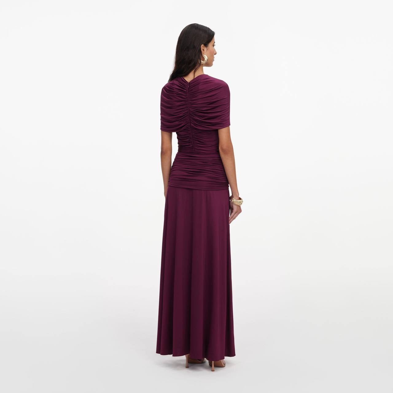 SP Burgundy Jersey Gathered Maxi Dress