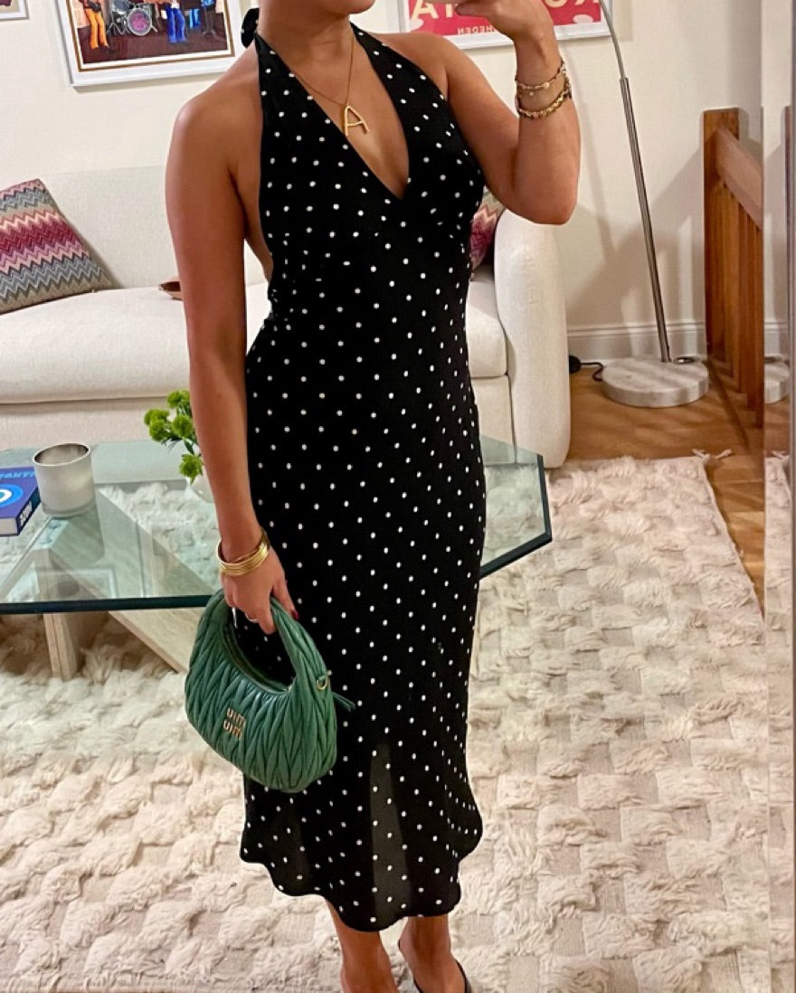 3 Colors! RP Sadie Silk Halter Midi Dress