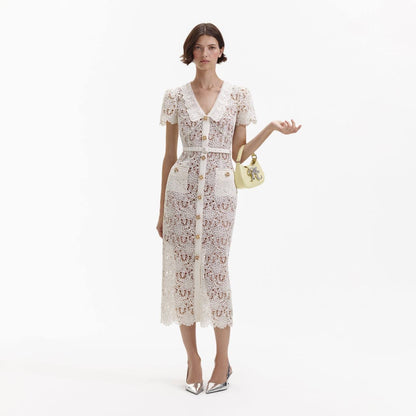 SP Cream Lace Midi Dress with Collar