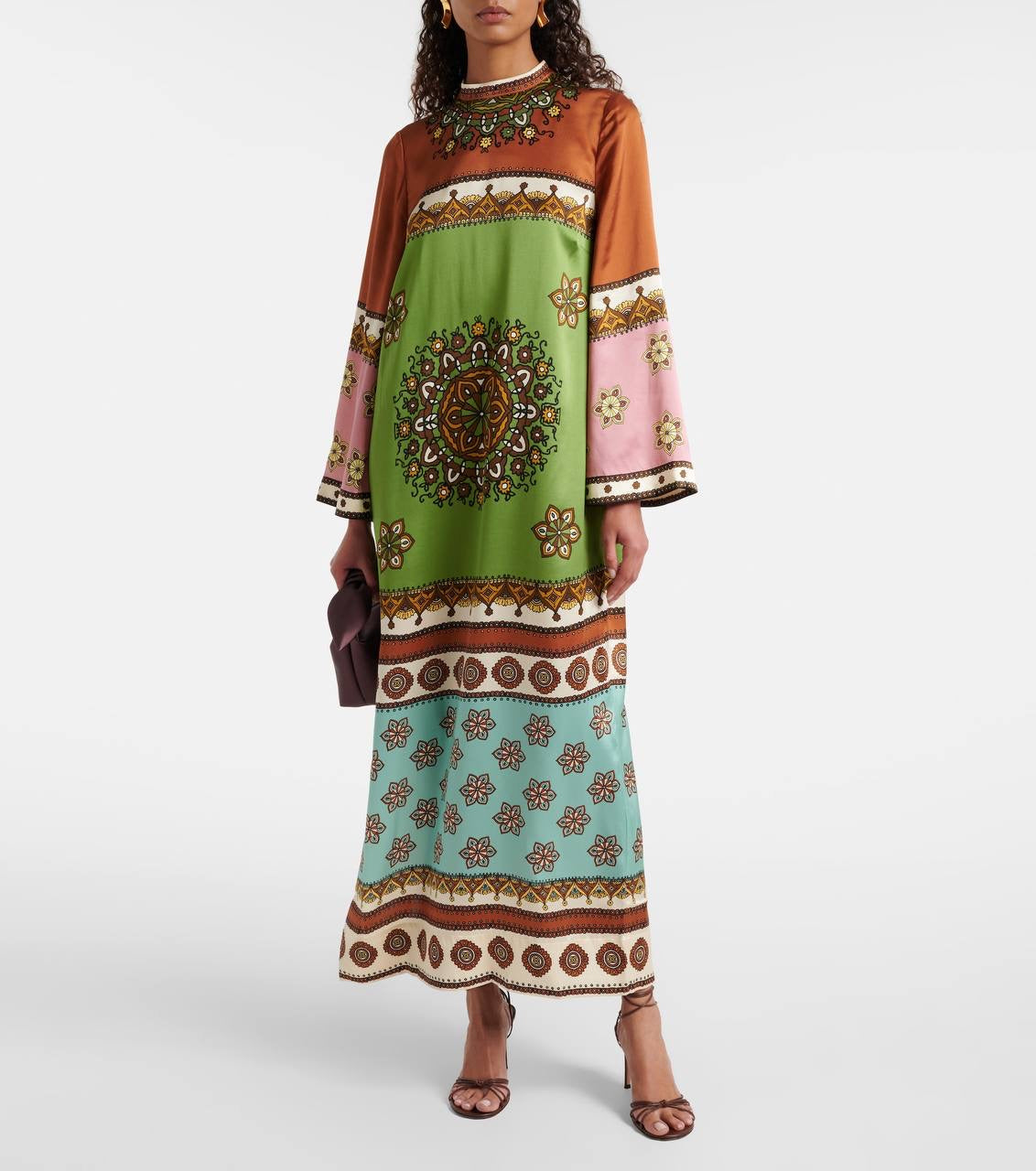 ALM Contina Silk Midi Dress in Multi