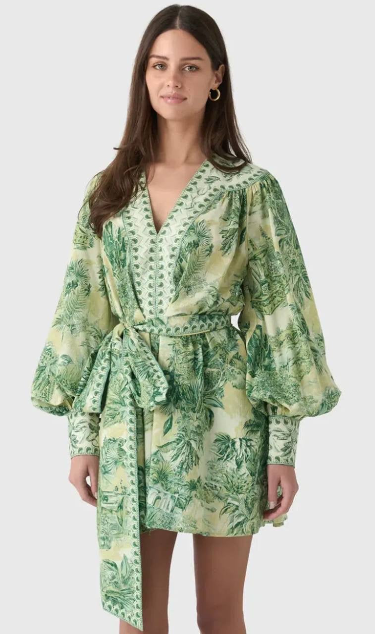 ALM Sara Cotton-Silk Blouson Sleeve Mini Dress