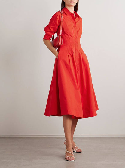 SK Jazz Pintuck Cotton-blend Midi Dress