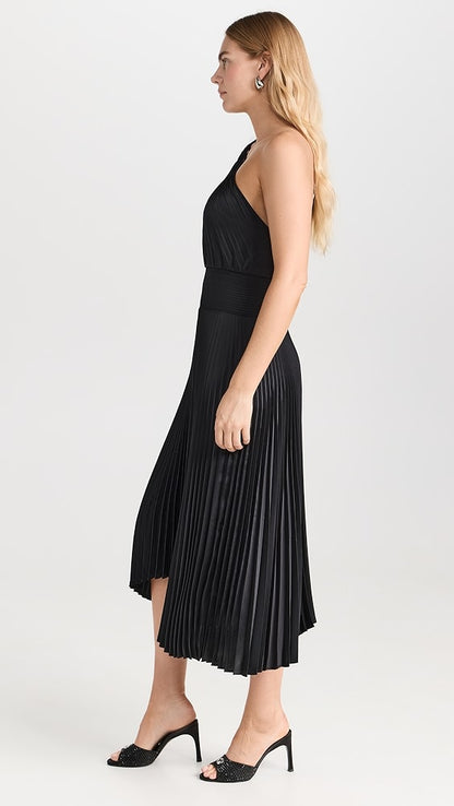 ALC Ruby Satin Pleated Midi Dress