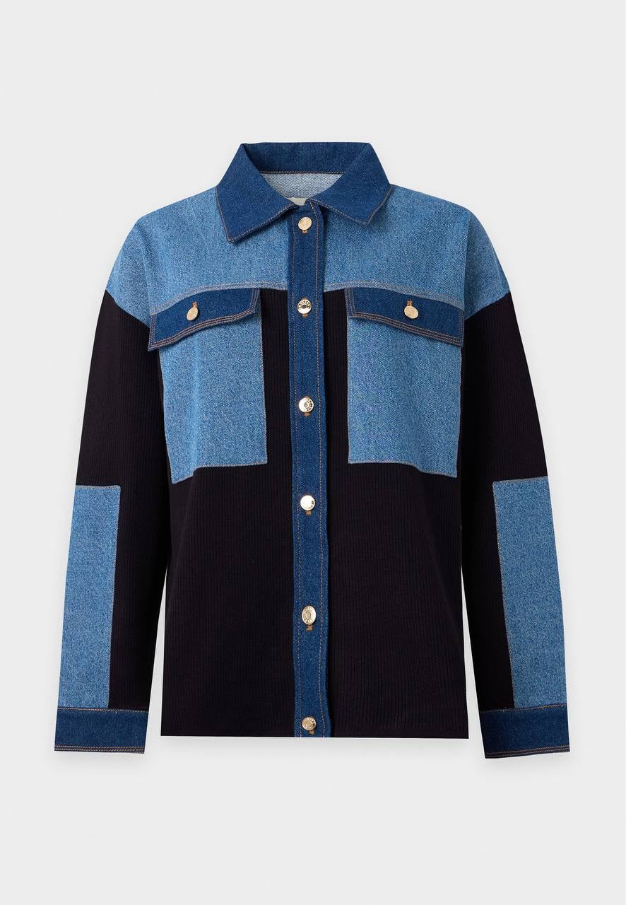 Celia Oversized Cardigan in Denim Mix