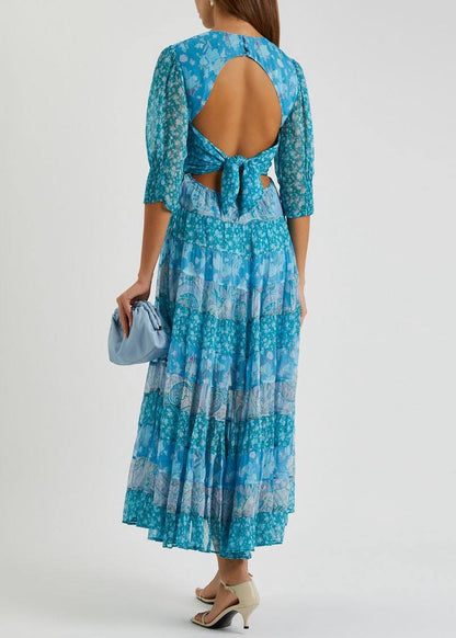 RX Agyness Floral Print Chiffon Midi Dress