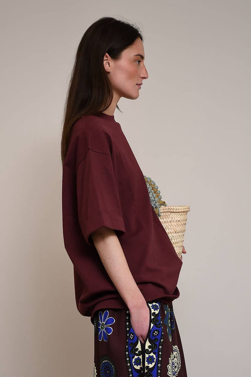 ALM Camelia Embroidered Cotton Tee Shirt