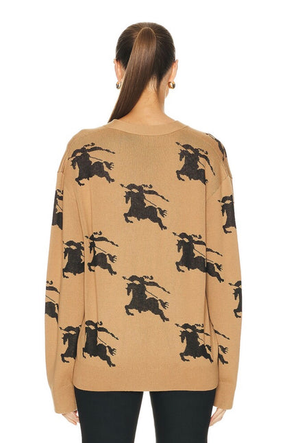 BBR Brittany Cotton Silk All-over Logo Cardigan in Tan EKD