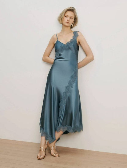 VB Vernon Lace Maxi Dress in Blue Steel