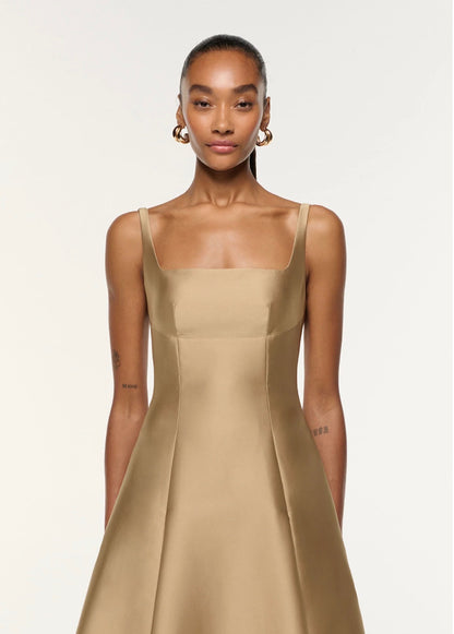 RM Square Neckline Silk-Taffeta Ceremony Midi Maxi Dress