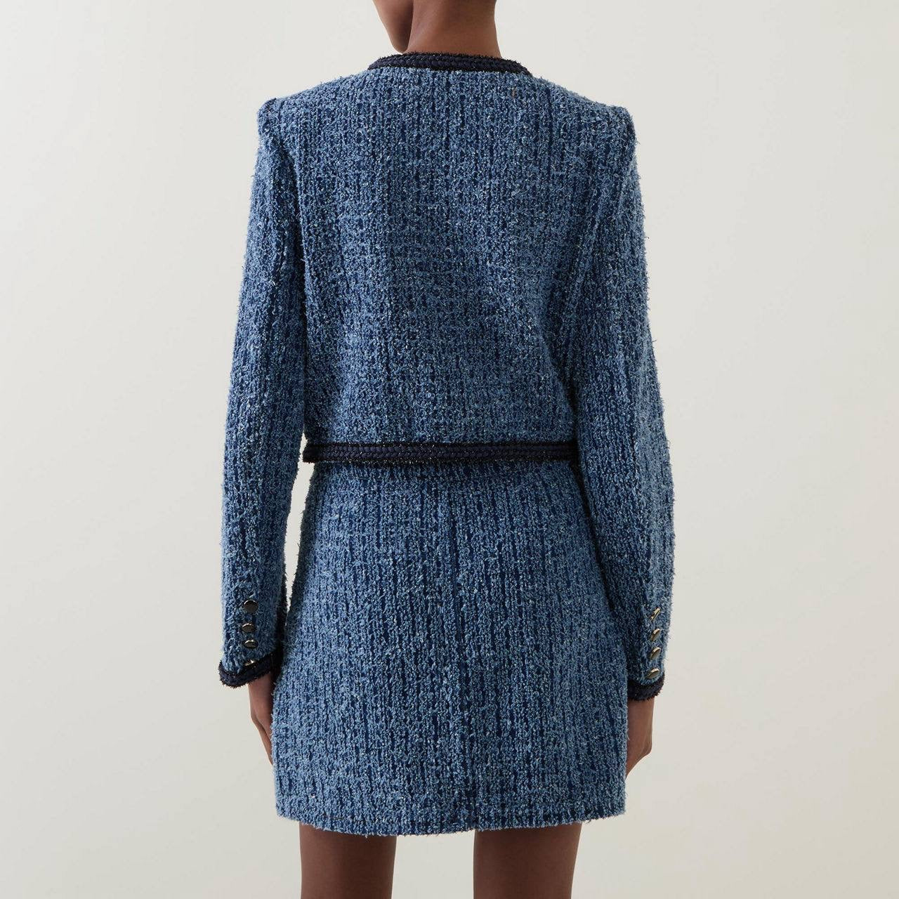 SP Textured Denim Jacket Mini Skirt